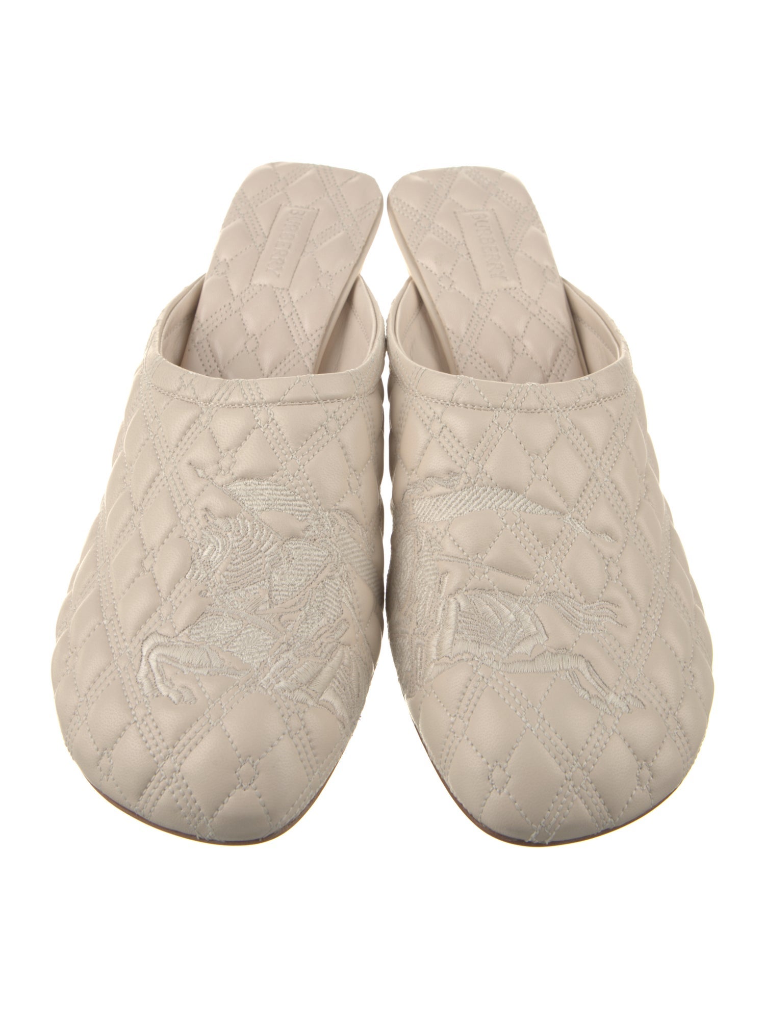 Burberry Leather Embroidered Accent Mules